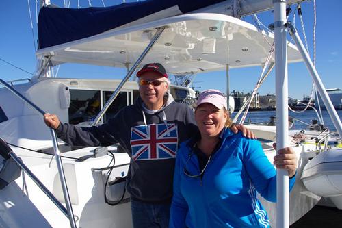 Rich & Helen sailing to the Bahamas. &copy; World Cruising Club http://www.worldcruising.com